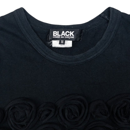 Vintage Comme Des Garçons BLACK Rose Applique T Shirt Womens Size S