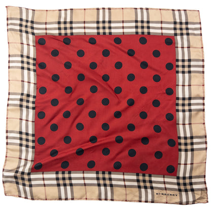 Vintage 2000s Burberry Nova Check Polka Dot Silk Scarf