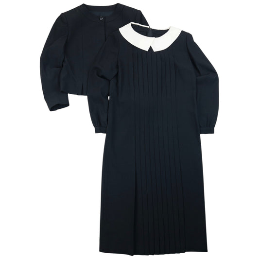 Vintage 90s Dior Modele Exportation Jacket & Pleated Dress Suit Set Womens Size M