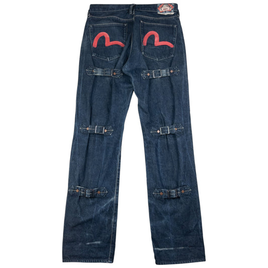 Vintage Evisu Double Gull Bondage Buckle Back Japanese Denim Jeans Size W32