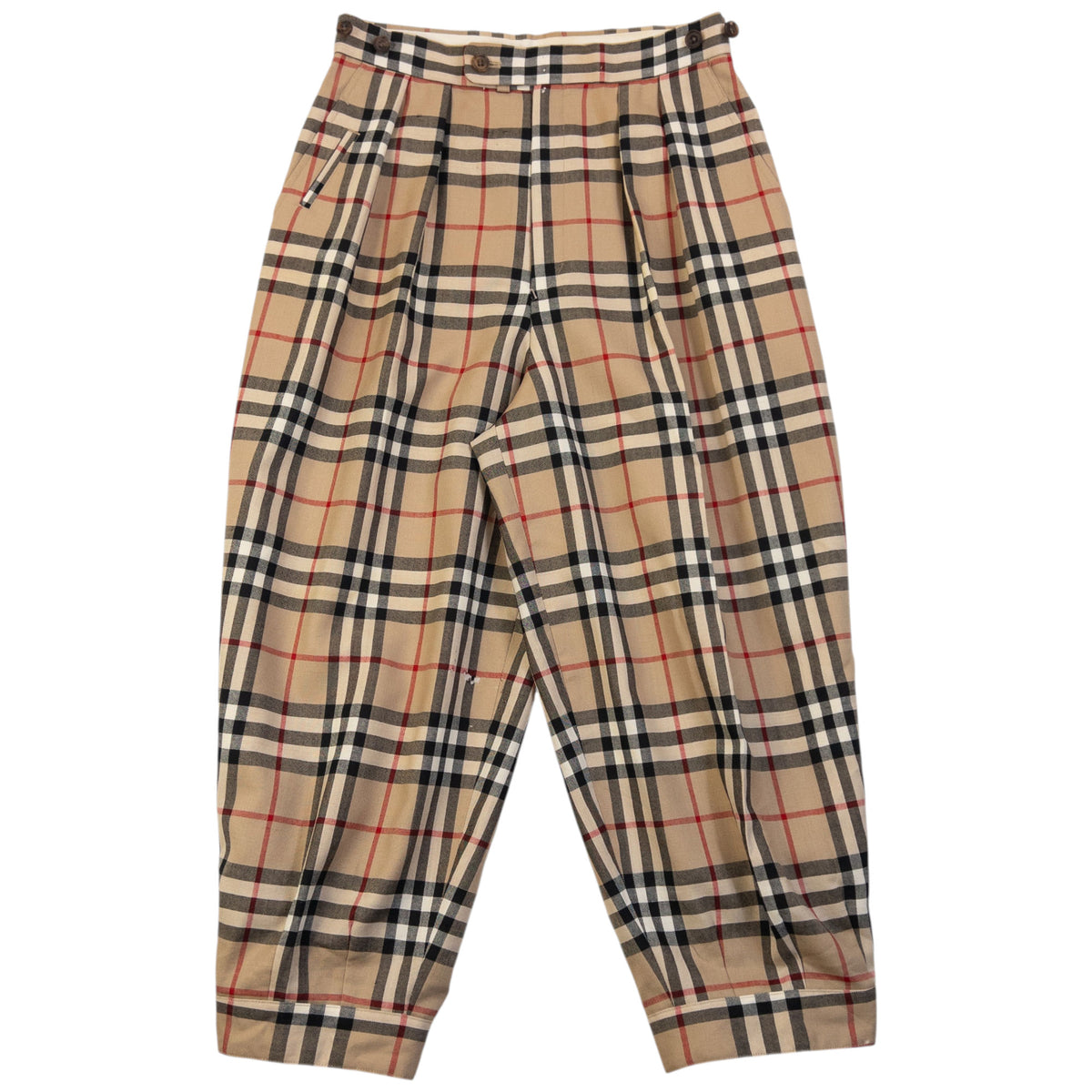 Vintage 80s Burberry Nova Check Pleated Trousers Size W26