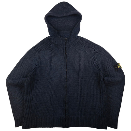 Vintage Stone Island Zip Up Knit Hoodie Size L