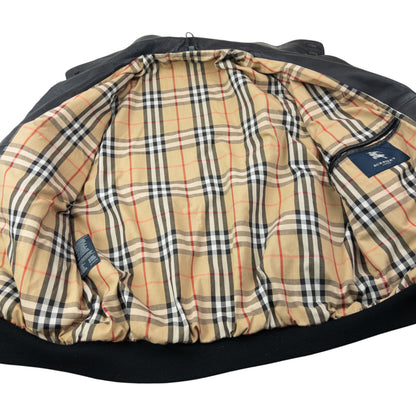 Vintage 2000s Burberry Nova Check Lined Leather Jacket Size XL