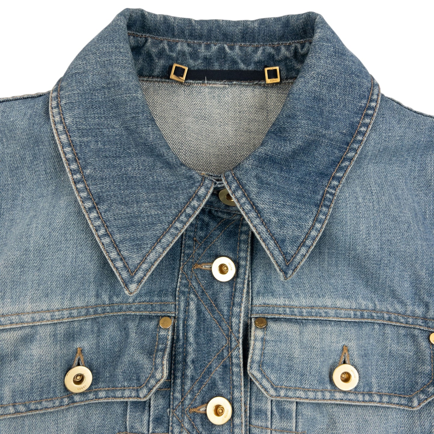 Vintage 2000s Gucci By Tom Ford Button Up Denim Jacket Womens Size S