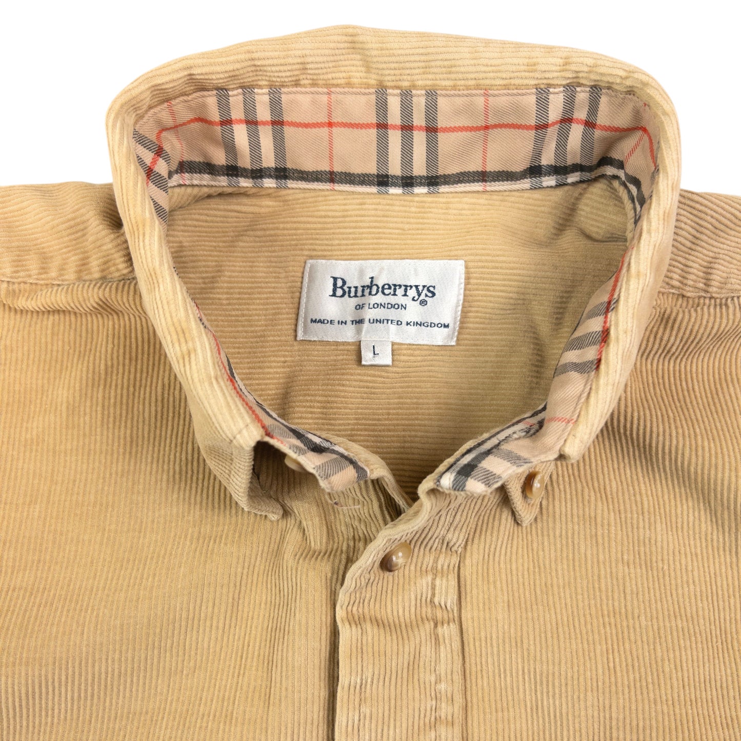 Vintage Burberry Corduroy Long Sleeve Button Up Shirt Size L