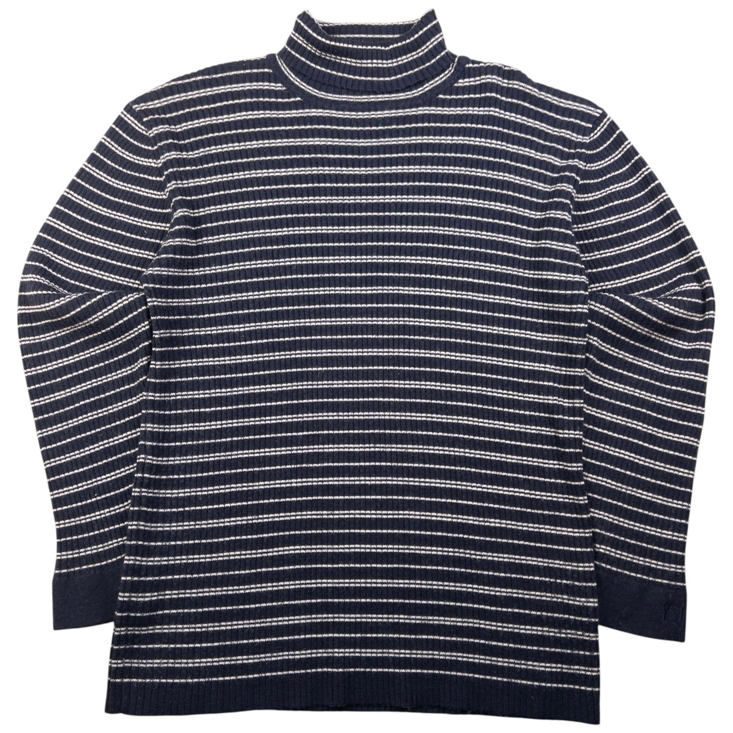 Vintage YSL Yves Saint Laurent Striped Ribbed Turtleneck Jumper Size M