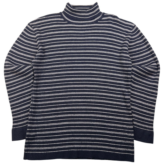 Vintage YSL Yves Saint Laurent Striped Ribbed Turtleneck Jumper Size M