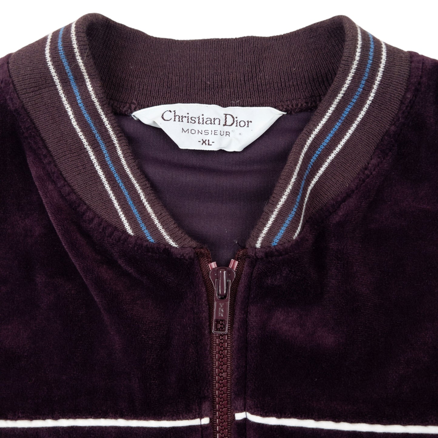 Vintage 80s Dior Monsieur Zip Up Velour Bomber Jacket Size L