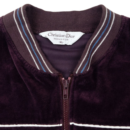 Vintage 80s Dior Monsieur Zip Up Velour Bomber Jacket Size L