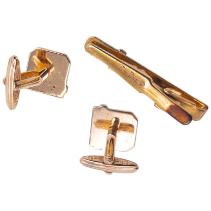 Vintage 90s Dior Embossed Cufflinks & Tie Clip Set
