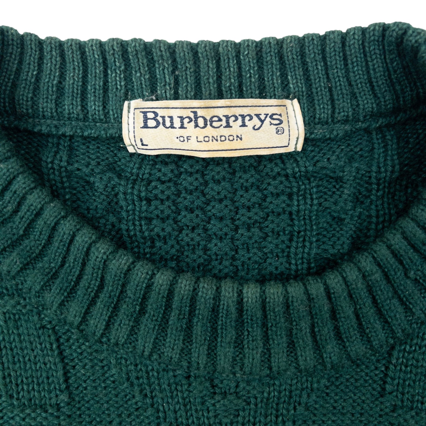 Vintage 90s Burberry Embroidered Cable Knit Jumper Size L