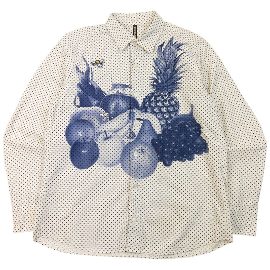 Vintage 2000s Frapbois By Issey Miyake Fruit Print Polka Dot Button Up Shirt Womens Size S