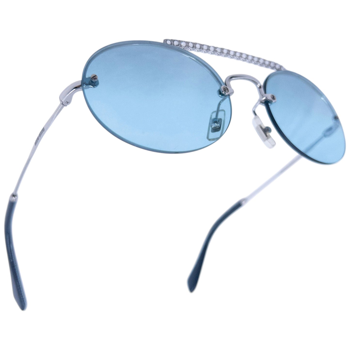 Miu Miu Bejewelled Rimless Sunglasses