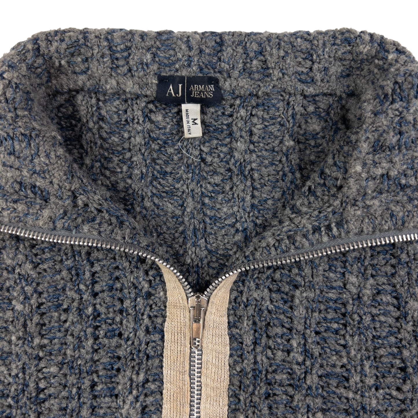 Vintage Armani Jeans Q Zip Knit Jumper Size XS