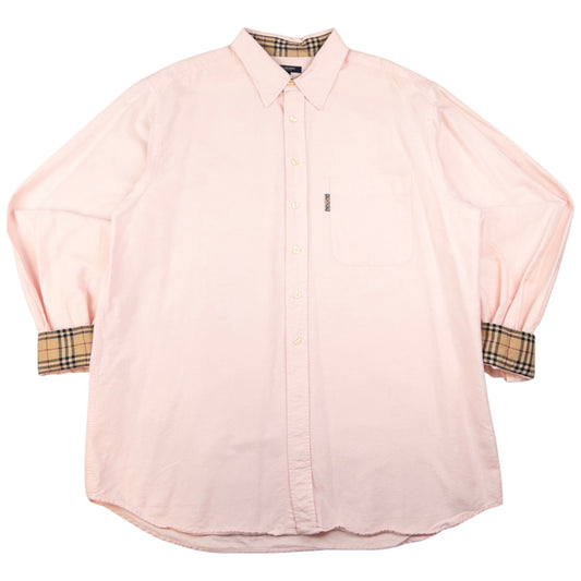 Vintage Burberry Nova Check Cuff Long Sleeve Button Up Shirt Size XL