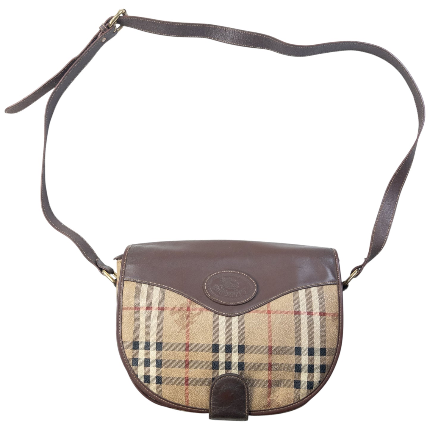 Vintage 90s Burberry Nova Check Leather Crossbody Bag