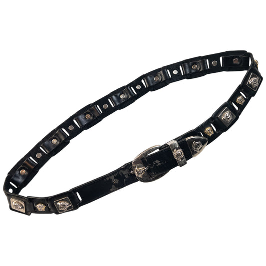 Vintage 90s Versace Signature Embossed Medusa Leather Belt Size M