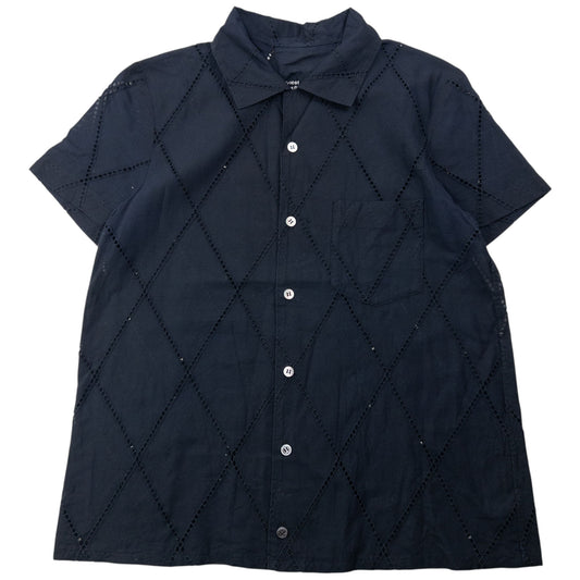 Vintage 2000s Comme Des Garçons Tricot Short Sleeve Button Up Eyelet Shirt Womens Size M