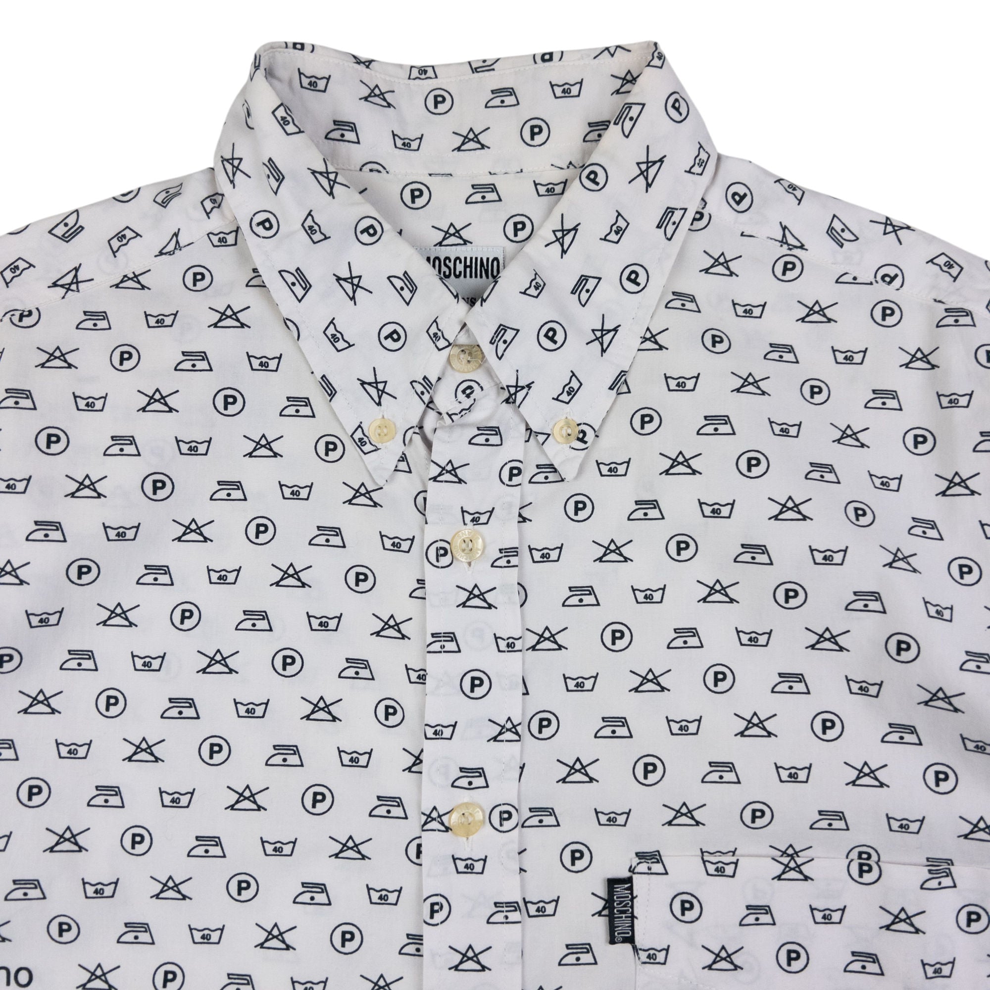 Vintage Moschino Jeans Monogram Washing Icon Button Up Shirt Size L