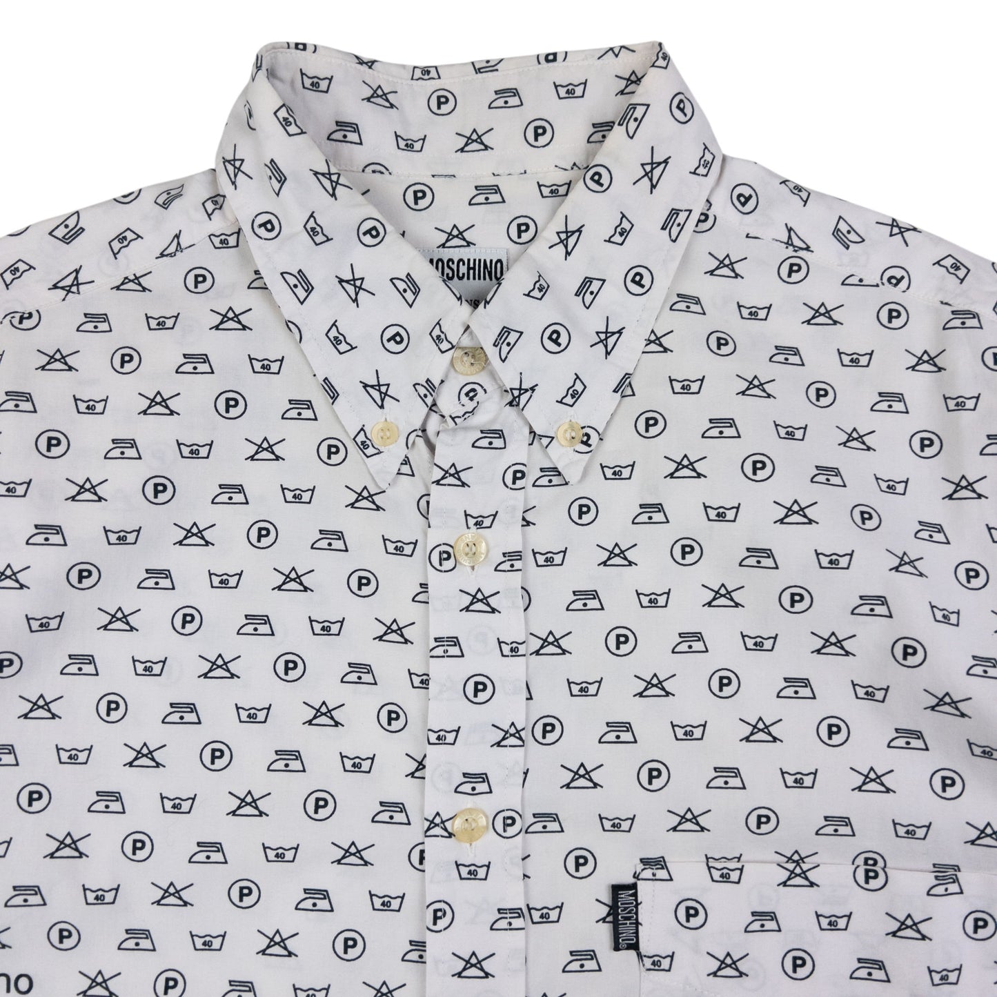 Vintage Moschino Jeans Monogram Washing Icon Button Up Shirt Size L