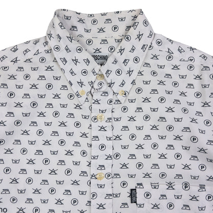 Vintage Moschino Jeans Monogram Washing Icon Button Up Shirt Size L