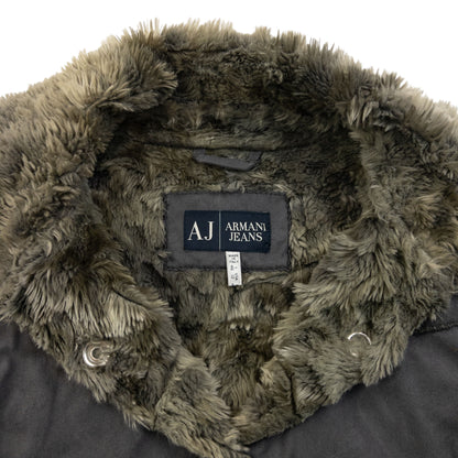 Vintage 2000s Armani Jeans Fur Lined Suede Jacket Womens Size L