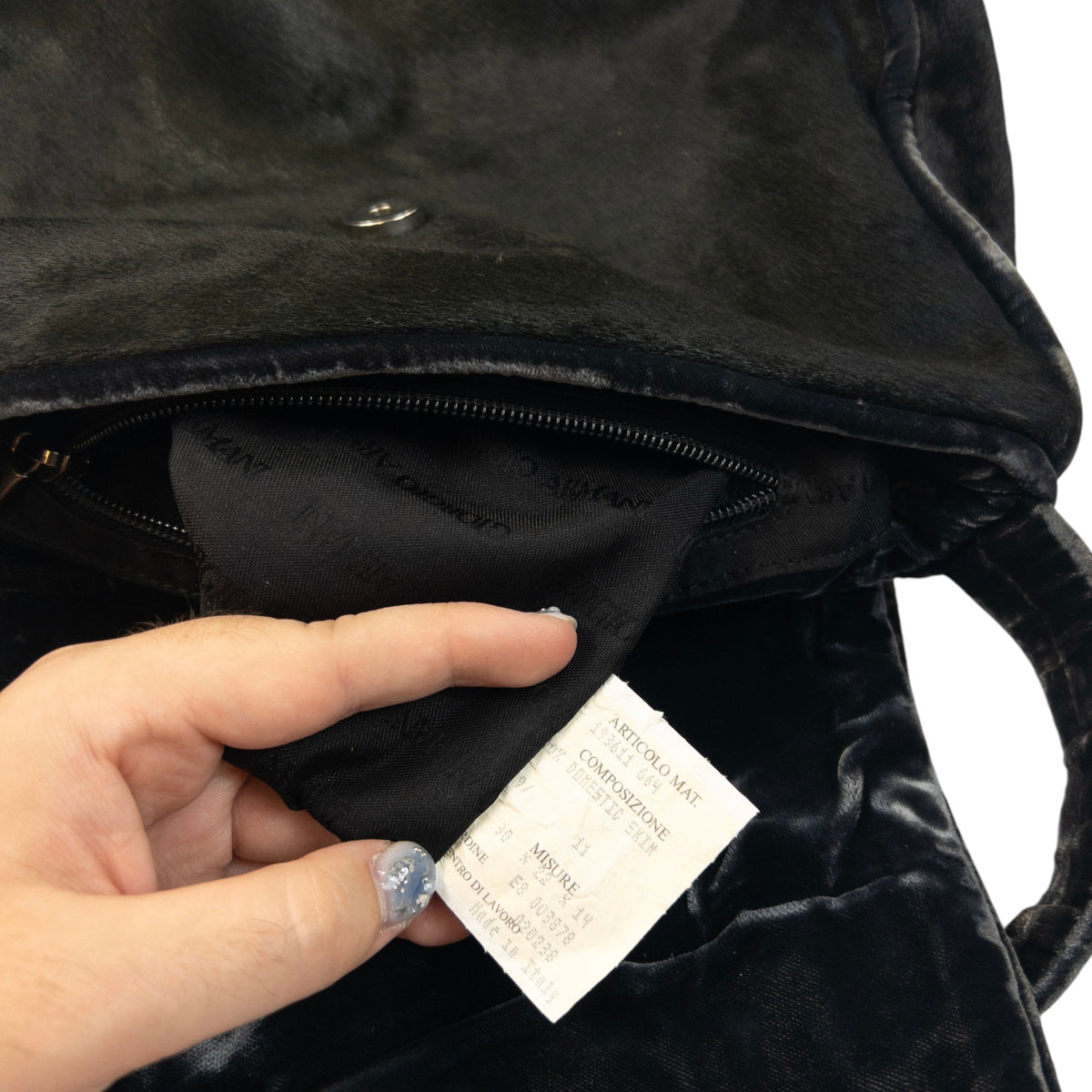 Vintage 90s Giorgio Armani Fur Velour Shoulder Bag
