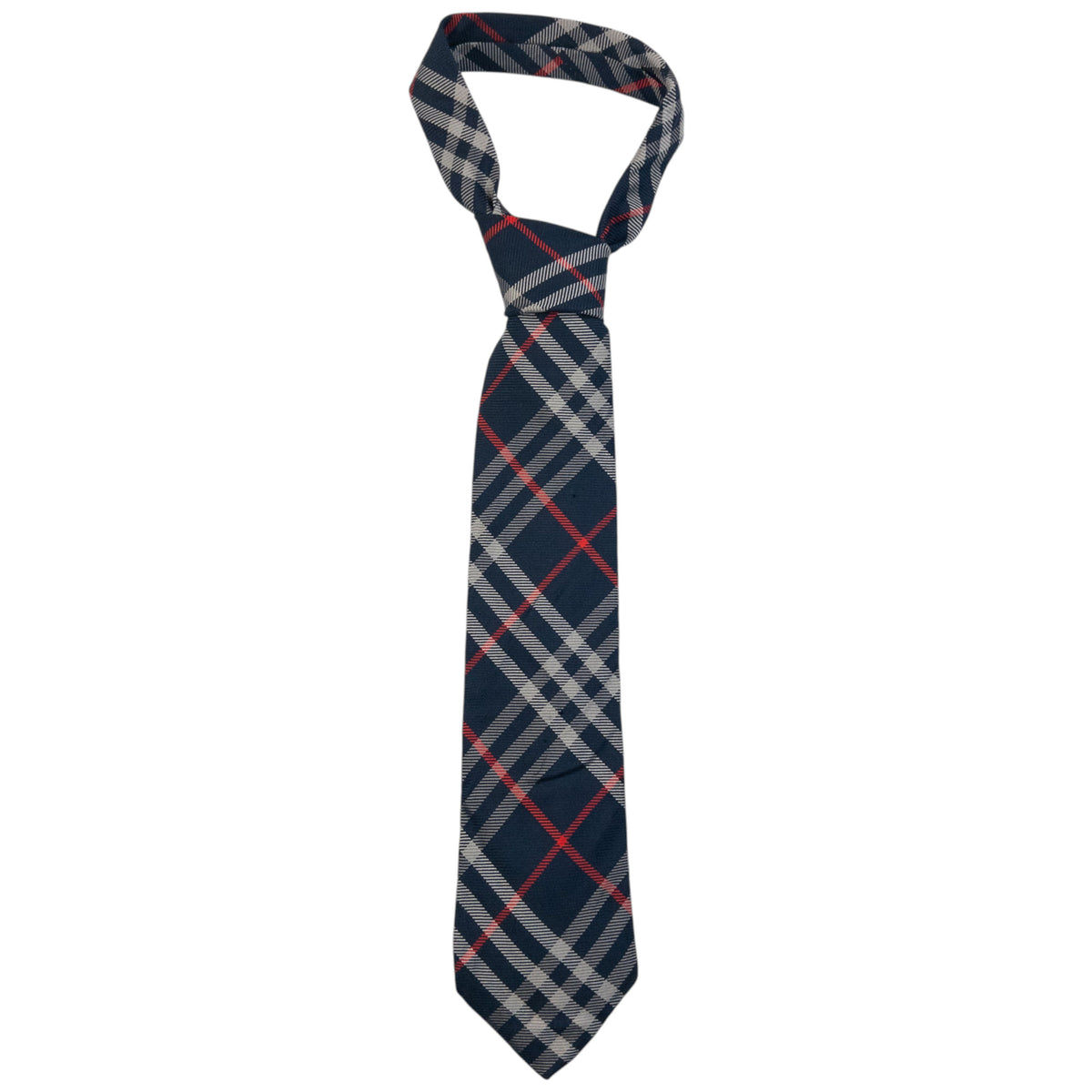 Vintage 2000s Burberry Nova Check Silk Tie in navy