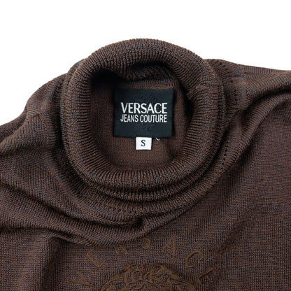 Vintage 90s Versace Jeans Couture Embroidered Knitted Turtleneck Jumper Womens Size S