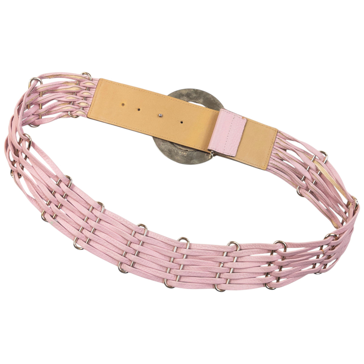Vintage 90s Versace Leather Belt in pink, photo 4