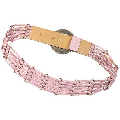 Vintage 90s Versace Leather Belt in pink, photo 4