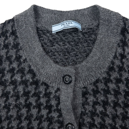 Vintage Prada Houndstooth Wool Cardigan Womens Size S
