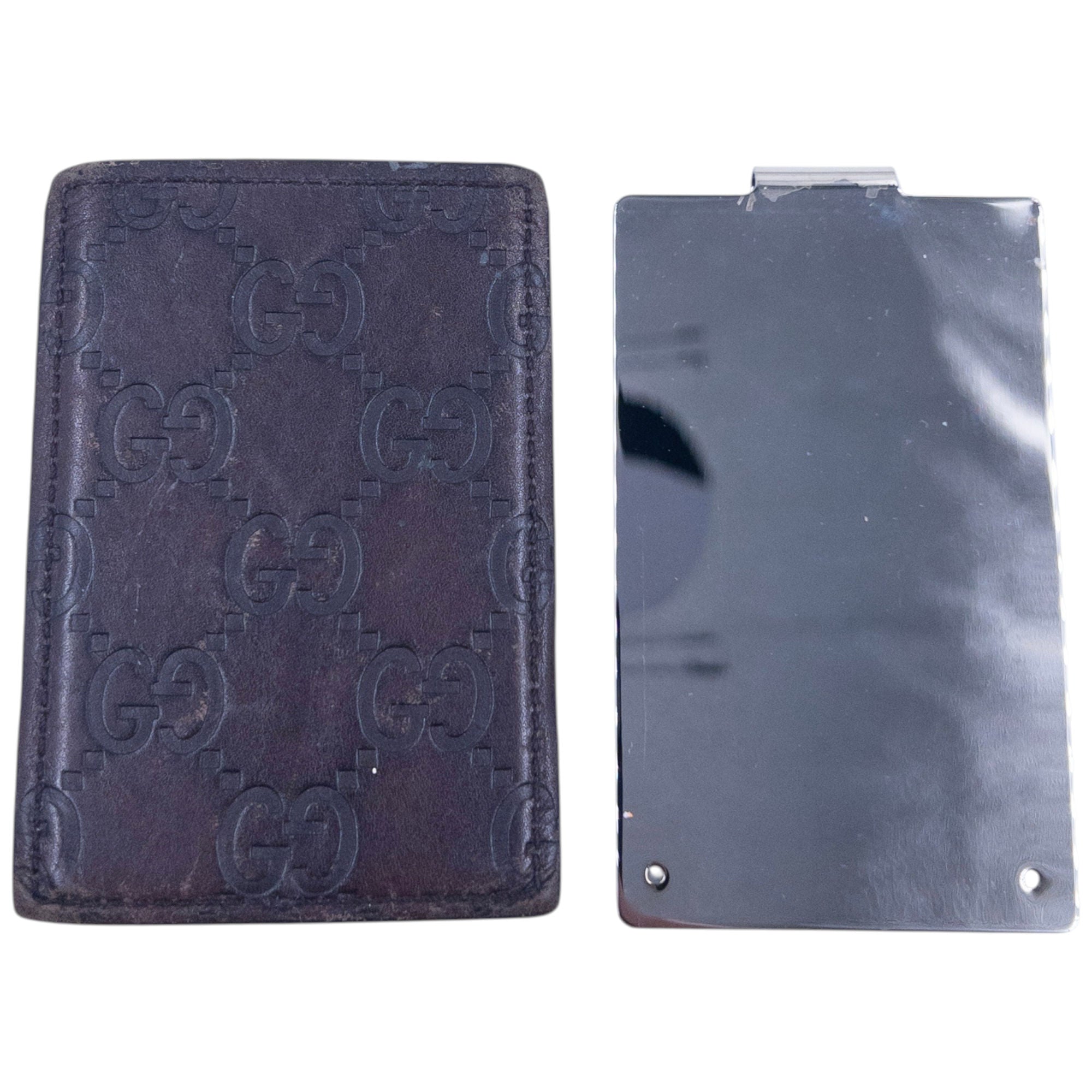 Vintage Gucci Monogram Leather Card Holder / Money CLip