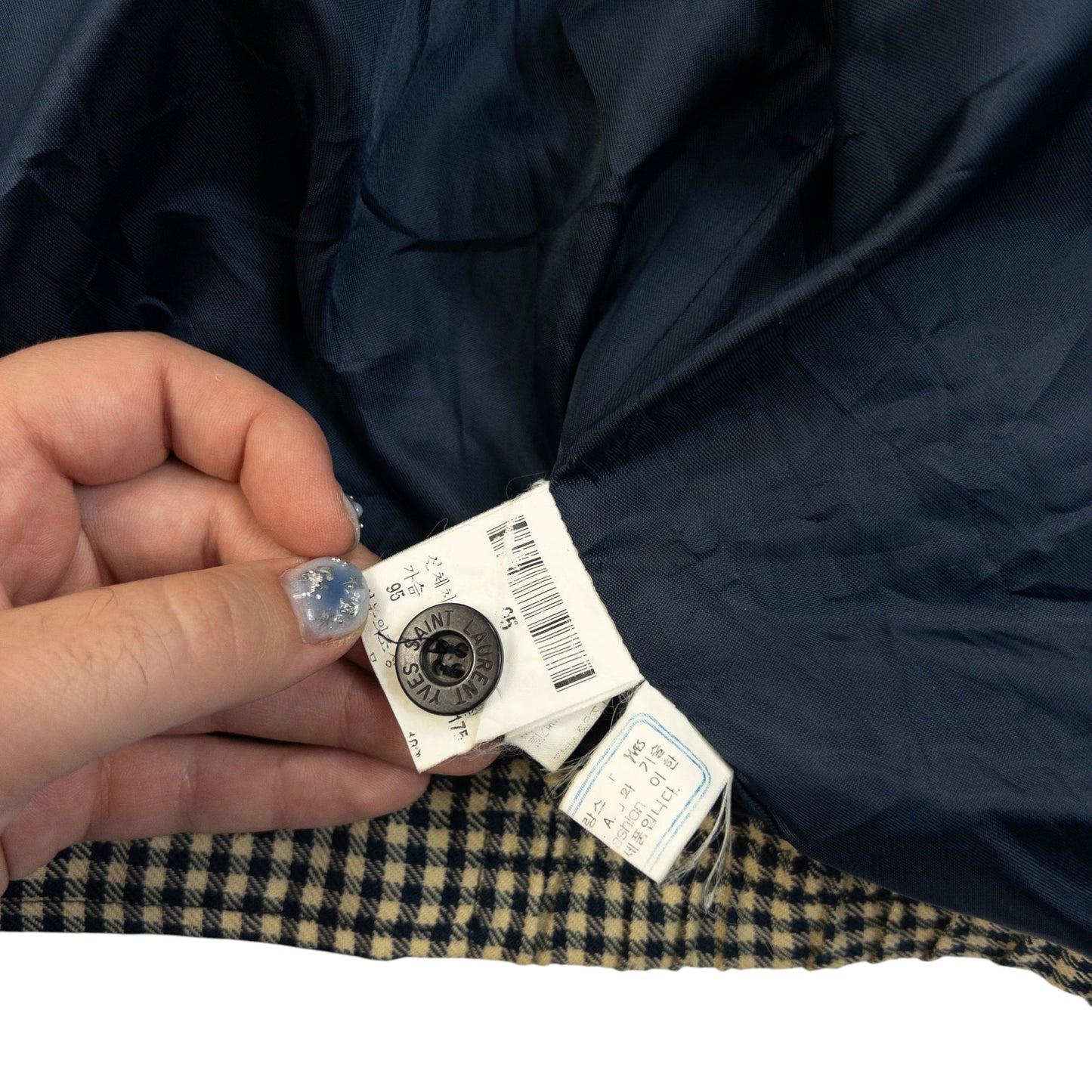 Vintage 90s YSL Yves Saint Laurent Checkered Harrington Jacket Size XS