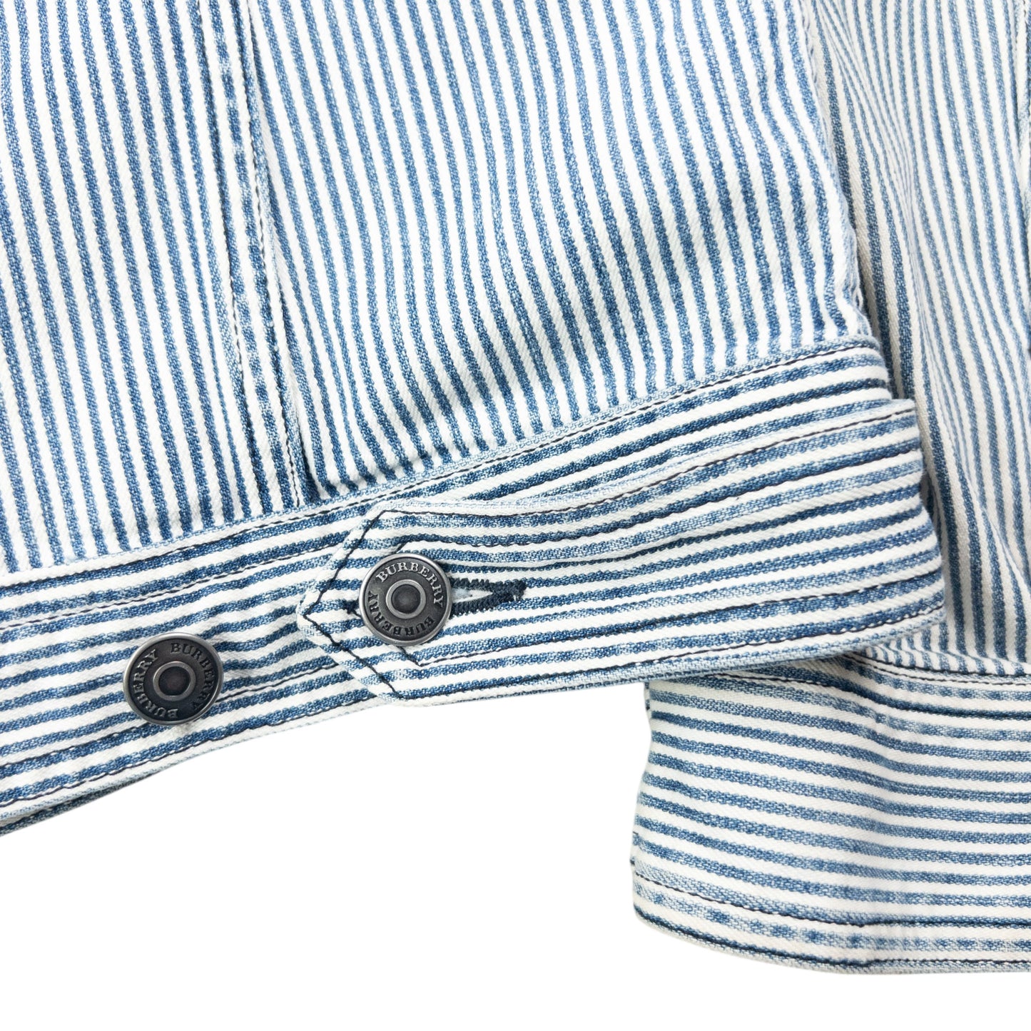 Vintage 2000s Burberry Striped Denim Jacket Womens Size M