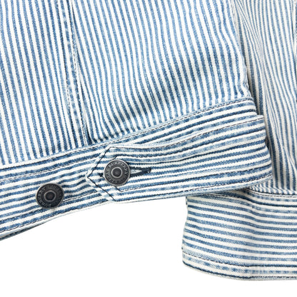 Vintage 2000s Burberry Striped Denim Jacket Womens Size M