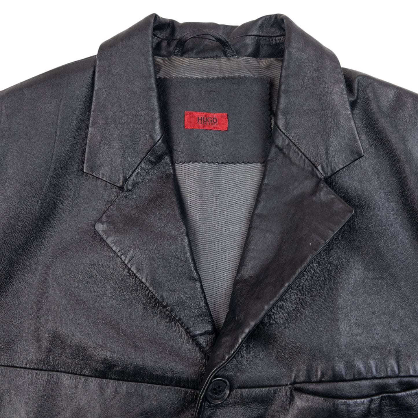 Vintage Hugo Boss Button Up Leather Jacket Size M