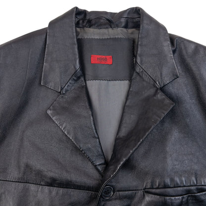 Vintage Hugo Boss Button Up Leather Jacket Size M