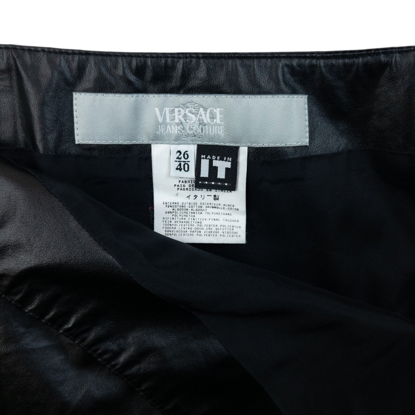 Vintage 2000s Versace Jeans Couture Faux Leather Mini Skirt Womens Size W26