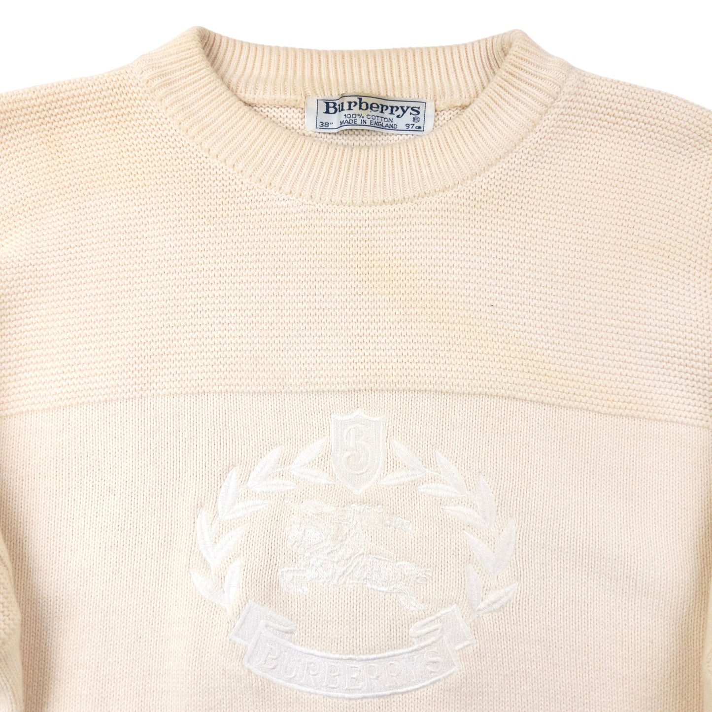 Vintage 90s Burberry Embroidered Knit Jumper Size M