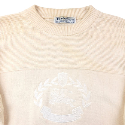 Vintage 90s Burberry Embroidered Knit Jumper Size M