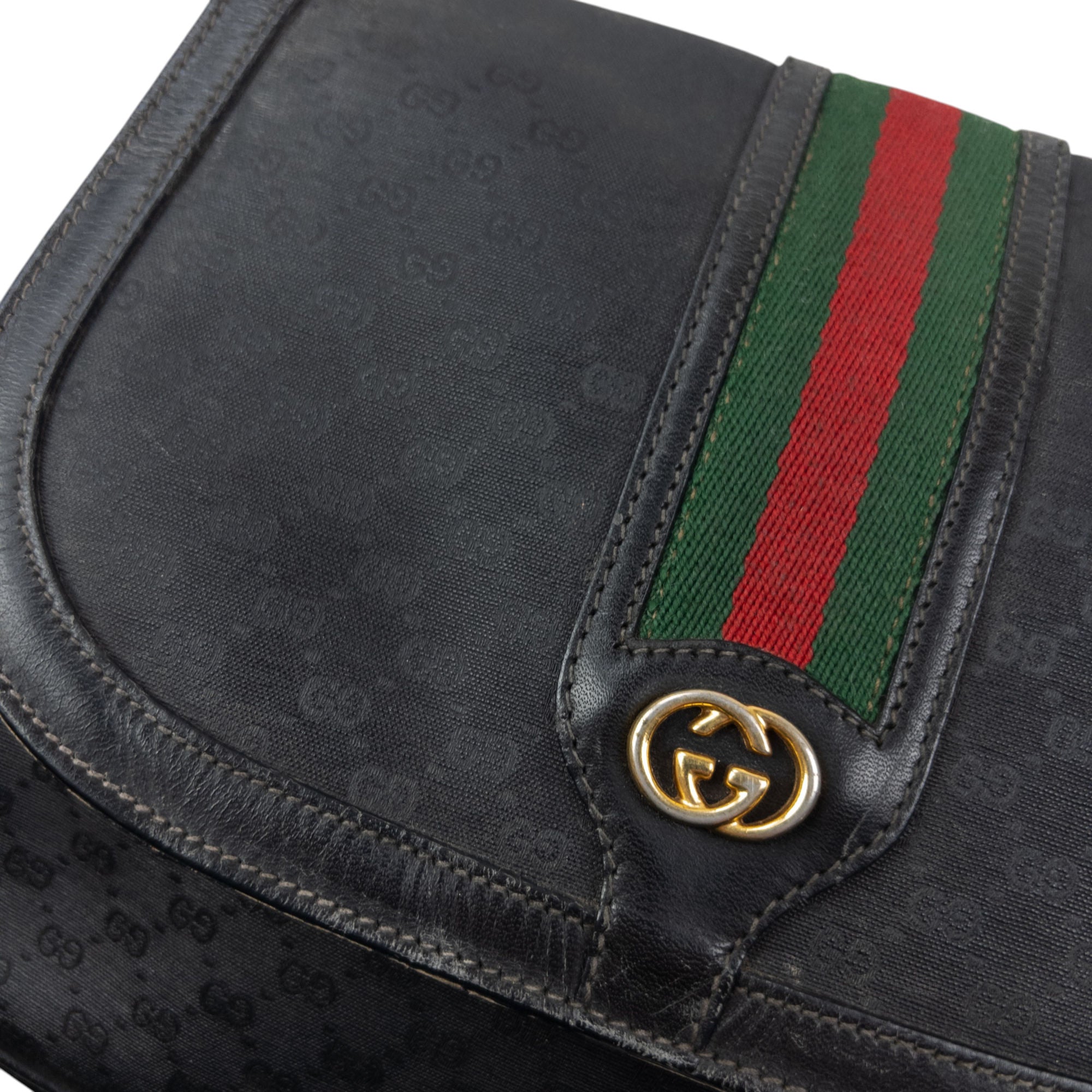 Vintage 80s Gucci Monogram Leather Crossbody Bag