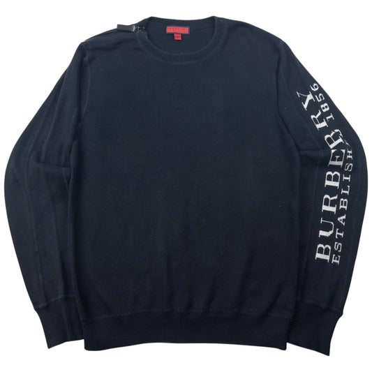 Vintage 2000s Burberry Shoulder Zip Jumper Size L