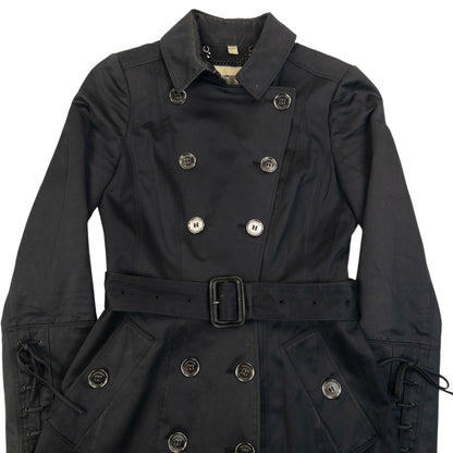 Vintage 2000s Burberry Belt Waist Lace-Up Trench Jacket Womens Size XS