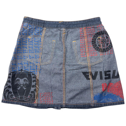 Vintage 2000s Evisu Double Gull Reversible Japanese Denim Mini Skirt Womens Size W29