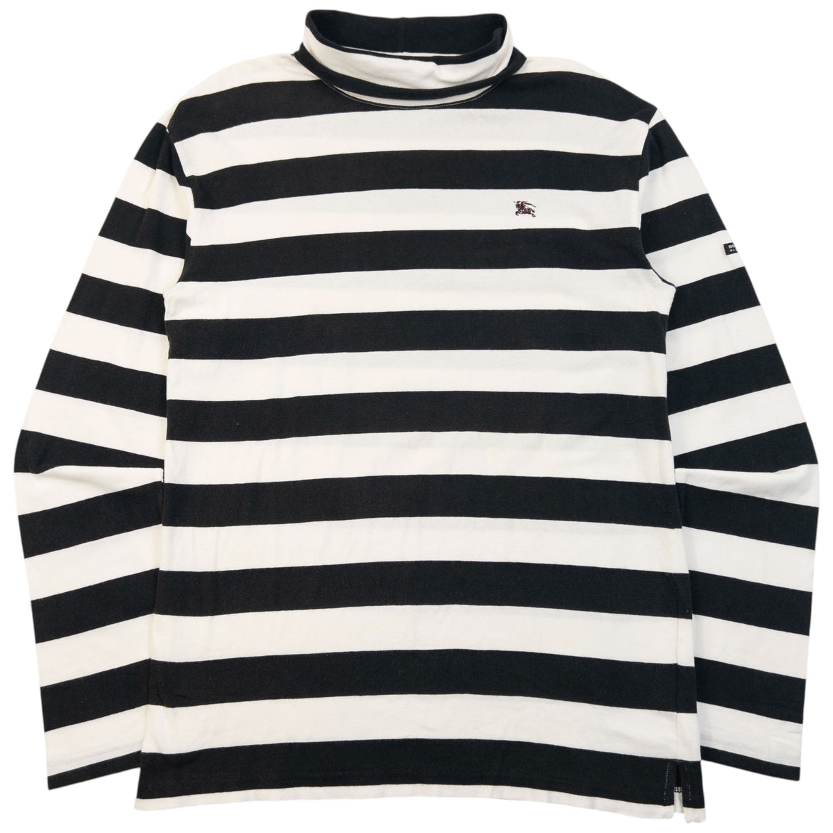 Vintage 2000s Burberry Black Label Striped Turtleneck Long Sleeve T Shirt Size S