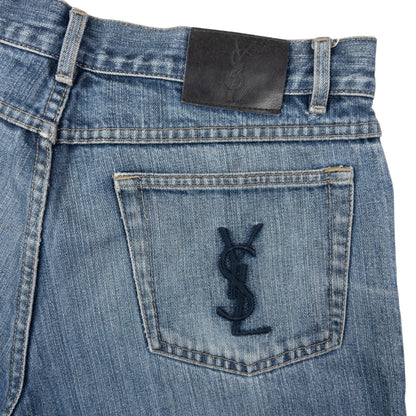 Vintage YSL Yves Saint Laurent Embroidered Denim Jeans Size W34