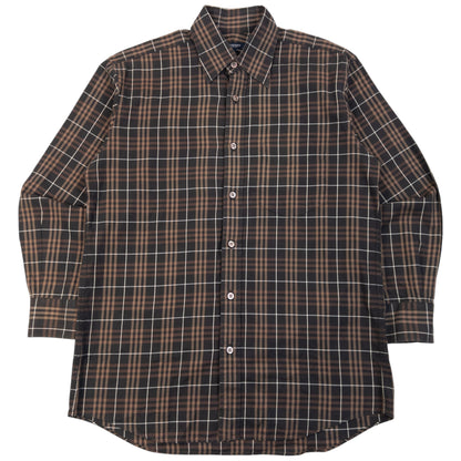 Vintage 2000s Burberry Nova Check Long Sleeve Button Up Shirt in brown, embossed fastenings
