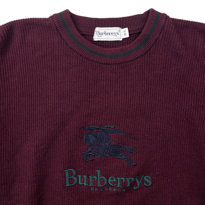 Vintage 90s Burberry Embroidered Wool Knit Jumper Size XS