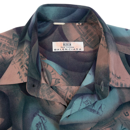 Vintage 90s Balenciaga Long Sleeve Button Up Pattern Shirt Size S